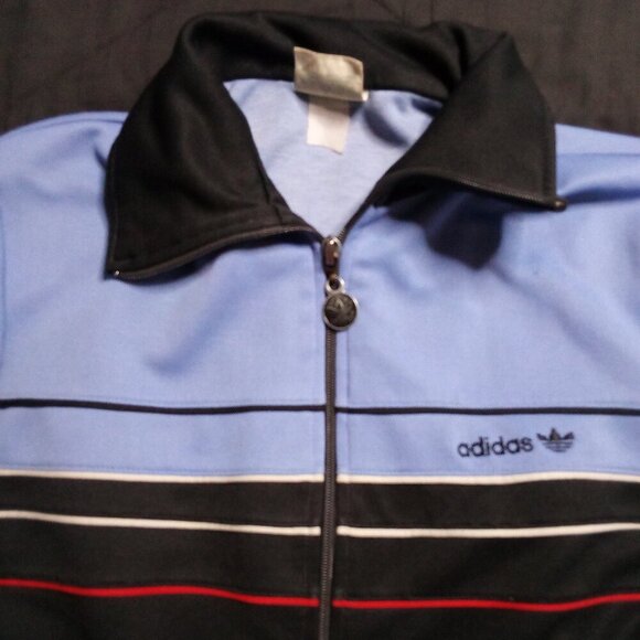 Vintage 80s Adidas Striped Zipper Track Jacket - Picture 1 of 5